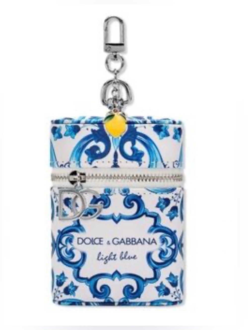 Dolce & Gabbana Light Blue Baroque Zip Pouch Keychain Charm